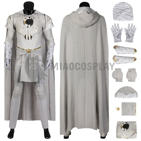 Moon Knight Costume Marc Spector Cosplay Silver Grey Suit