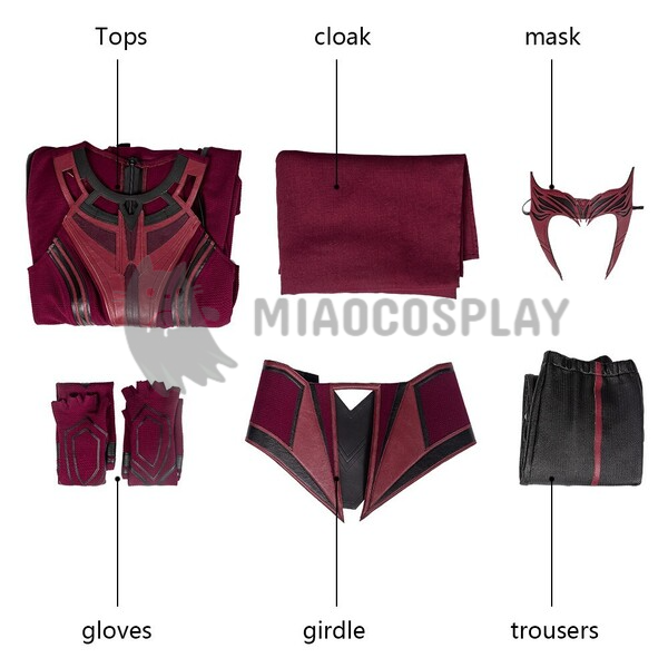 Wanda Maximoff Costumes WandaVision Halloween Cosplay Carnival Suit